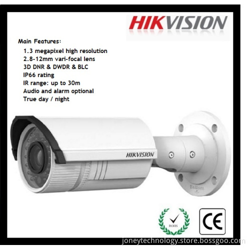 Hikvision IP Camera with 1.3MP IR Bullet, Vari-Focal, Poe (DS-2CD2610F-IS)